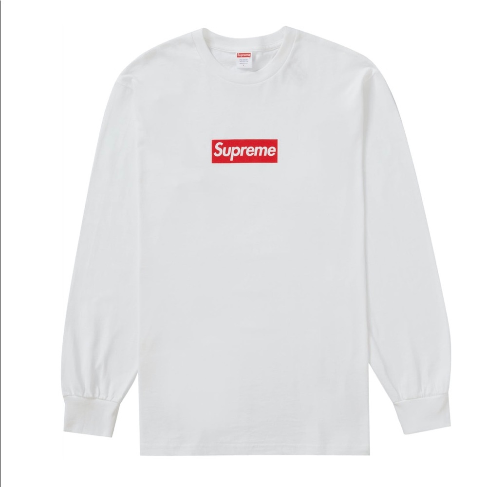 SUPREME BOX LOGO LONG SLEEVE WHITE MED BRAND NEW